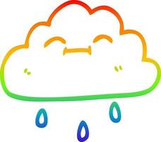 rainbow gradient line drawing cartoon happy rain cloud vector