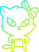 cold gradient line drawing cartoon cat vector