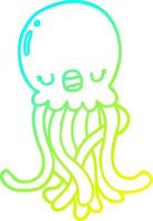 línea de gradiente frío dibujo medusas de dibujos animados vector