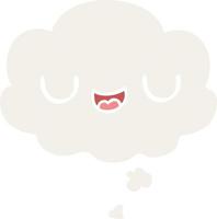 cute cartoon face and thought bubble in retro style vector