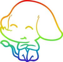 dibujo de línea de gradiente de arco iris lindo elefante de dibujos animados vector