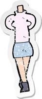 retro distressed sticker of a cartoon female body vector