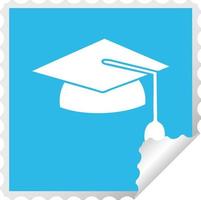 square peeling sticker cartoon graduation cap vector