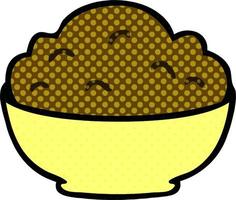 quirky hand drawn cartoon bowl of pudding vector