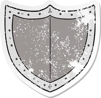 distressed sticker of a cartoon shield vector