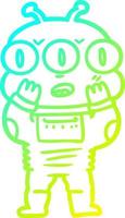 cold gradient line drawing surprised three eyed alien vector