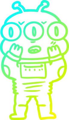 cold gradient line drawing surprised three eyed alien