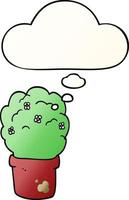 cartoon shrub and thought bubble in smooth gradient style vector