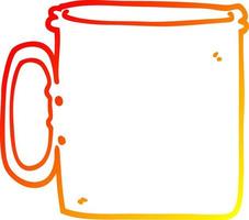 warm gradient line drawing cartoon camping cup of coffee vector