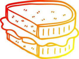 warm gradient line drawing cartoon loaded sandwich vector