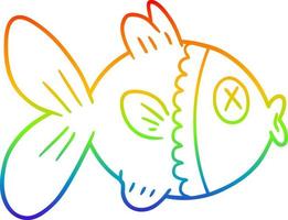 rainbow gradient line drawing cartoon goldfish vector