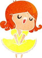 retro cartoon of a cute singing kawaii girl vector