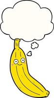 caricatura, plátano, y, pensamiento, burbuja vector