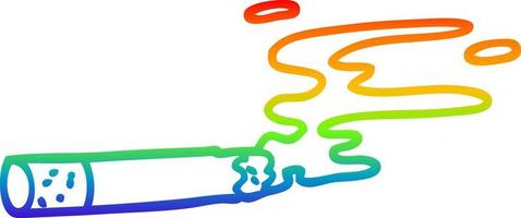 rainbow gradient line drawing cartoon cigarette vector