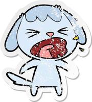 distressed sticker of a cute cartoon dog barking vector