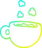 cold gradient line drawing cartoon cup of tea vector