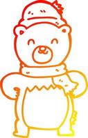 warm gradient line drawing cute cartoon bear vector