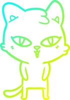 cold gradient line drawing cartoon cat vector