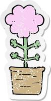 distressed sticker of a cute cartoon flower vector