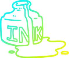 cold gradient line drawing cartoon spilled ink bottle vector