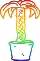 rainbow gradient line drawing cartoon potted plant vector
