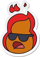 sticker cartoon kawaii flames in shades vector
