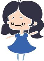 caricatura, de, un, lindo, kawaii, niña vector