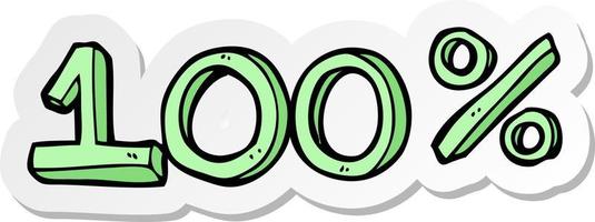 sticker of a cartoon 100 percent sign vector