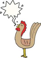 cartoon rooster and speech bubble vector