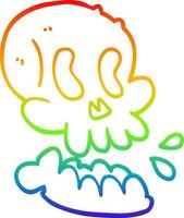 rainbow gradient line drawing cartoon skull vector