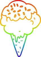 rainbow gradient line drawing cartoon ice cream vector