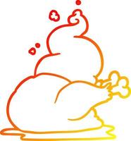 warm gradient line drawing whole cooked chicken vector