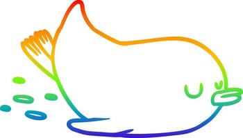 dibujo de línea de gradiente de arco iris pingüino deslizante de dibujos animados vector