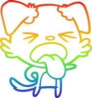 rainbow gradient line drawing cartoon disgusted dog vector