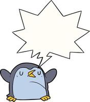 cartoon penguin and speech bubble vector