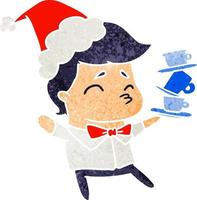 christmas retro cartoon of kawaii boy vector