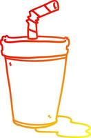 warm gradient line drawing cartoon soda cup vector