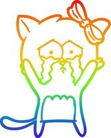 rainbow gradient line drawing cartoon cat vector