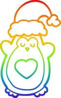 rainbow gradient line drawing cute christmas penguin vector