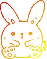 warm gradient line drawing cartoon rabbit vector