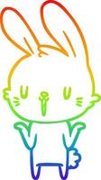 rainbow gradient line drawing cute cartoon rabbit vector