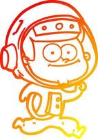 warm gradient line drawing happy astronaut cartoon vector