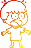 warm gradient line drawing cartoon shocked man vector