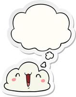 cartoon cloud and thought bubble as a printed sticker vector