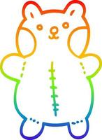 rainbow gradient line drawing cartoon teddy bear vector