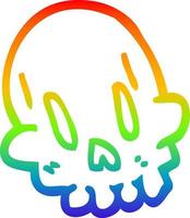 rainbow gradient line drawing cartoon funny skull vector
