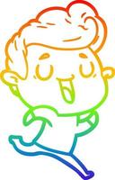rainbow gradient line drawing happy cartoon man vector