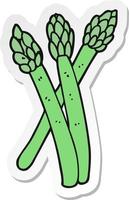 sticker of a cartoon asparagus vector