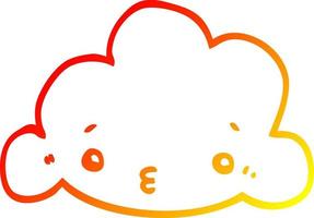 warm gradient line drawing cute cartoon cloud vector