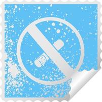 distressed square peeling sticker symbol no smoking allowed sign vector